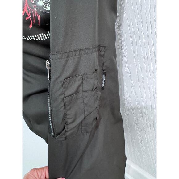 Ring Of Fire Black Back Graphic Skull Headdress Ribbed Cuffs Bomber Jacket Large - Picture 5 of 13
